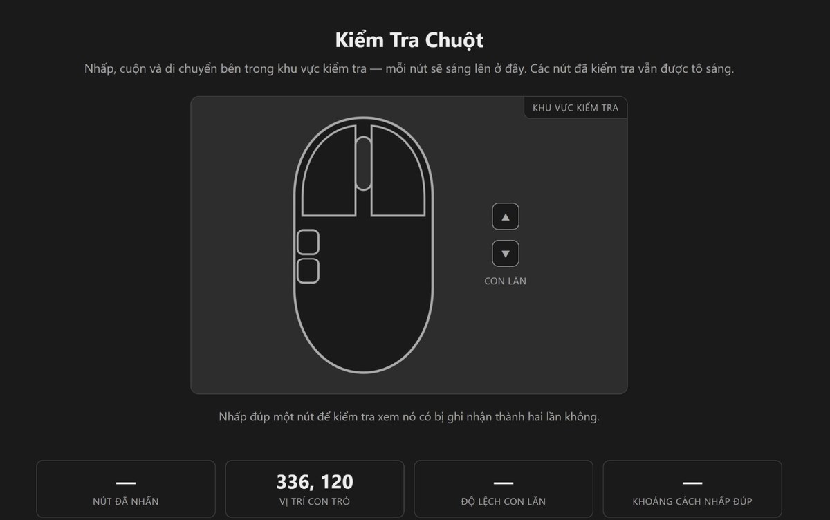 Test click và double-click bằng web kiểm tra chuột
