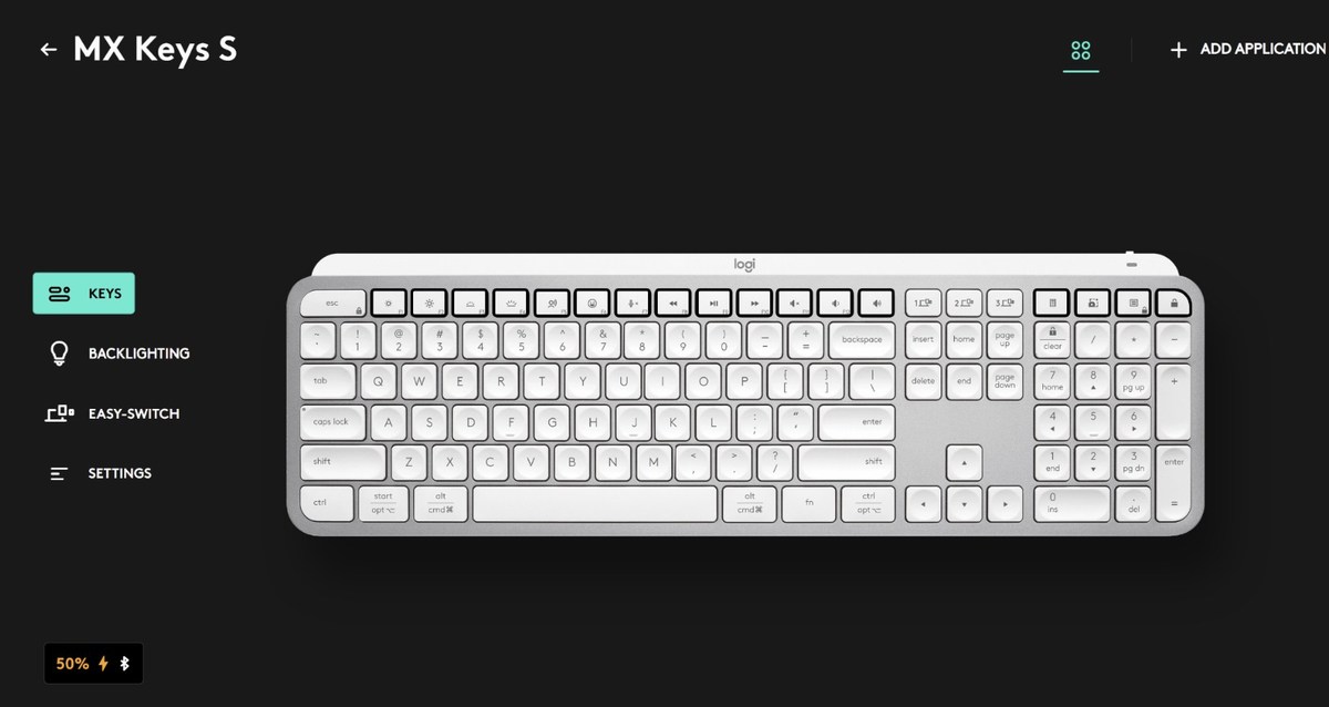 Kiểm tra MX Keys S qua app Logi Options+