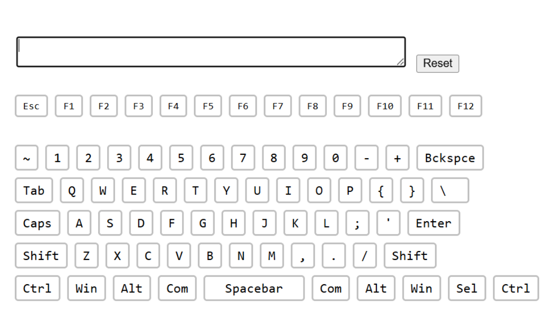 Trang Keyboard Tester để kiểm tra từng phím trước khi mua