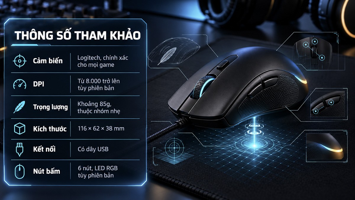 Thông số tham khảo Logitech G102